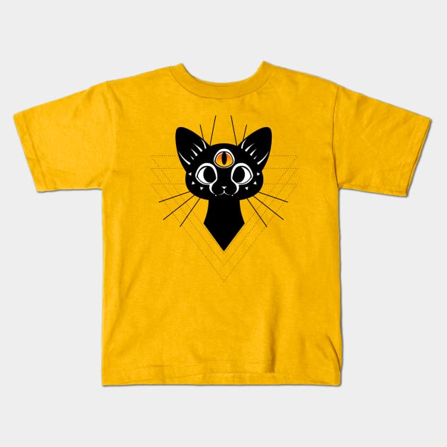 Cat Third Eye Kids T-Shirt by AeroHail